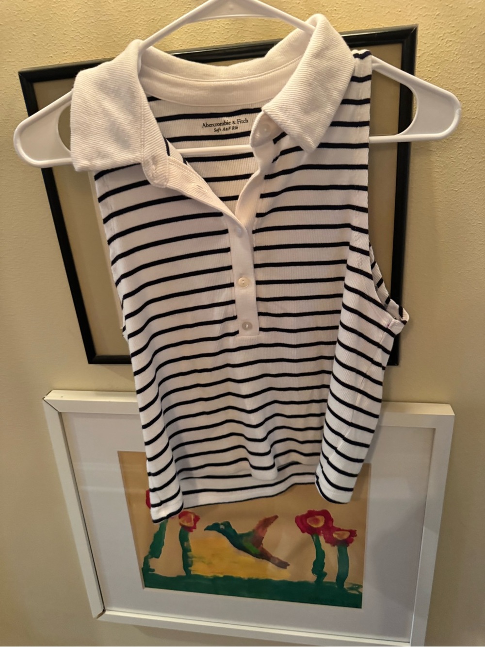 Abercrombie & Fitch Soft A&F Rib Striped Sleeveless Polo Top Size Large